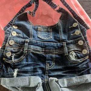 Distressed Jean Overall Festival Shorts